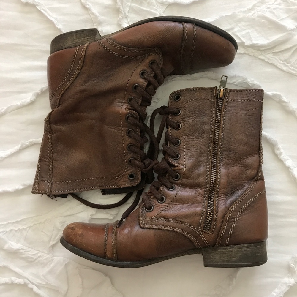 Brown Steve Madden combat boots